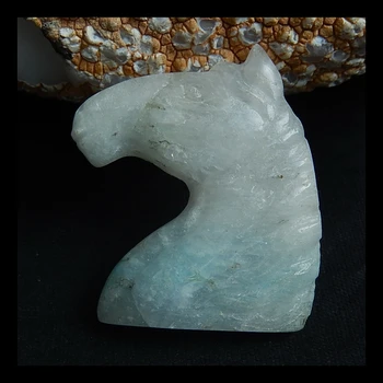 Piatră naturală Cioplită Cap de cal Hemimorphite Cabochon 36x30x7mm 10.1 g Piatră semiprețioasă Moda Bijuterii Accesorii