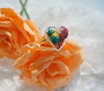 Ping! 50pcs Inima de Sticla cu inel de Lichid Pandantiv ,balon de sticlă/ flacon de sticlă pandantiv alb-k inel de metal DIY inele