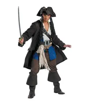 Piratii din Caraibe, Jack Sparrow Cosplay Costum Sacou Cămașă Gâfâi Costume Set Mens Costume de Halloween îmbrăcăminte