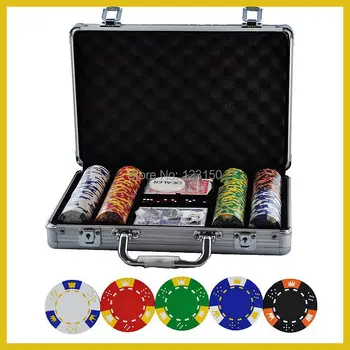 PK-5001 200pcs chips-uri cu caz, Lut 14g Chips-uri de Poker introduce metal, cinci culori