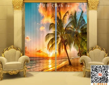 Plaja peisaj copaci de nucă de cocos 3D Opace Fereastră Perdele Pentru camera de zi lenjerie de Pat cameră de Hotel/Birou Draperii Cortinas Draperii