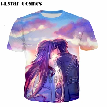 PLstar Cosmos design cele mai Recente anime t shirt Anime-ul Sword Art Online tricouri SAO Kirito si Yuuki Asuna de imprimare 3d Femei Bărbați t