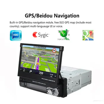 Podofo Masina de Radio Autoradio GPS Auto Bluetooth DVD Player 1 din 7