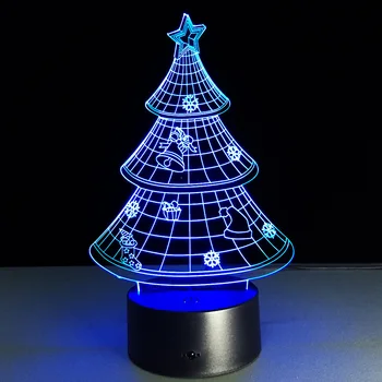 Pomul de crăciun 3D Lampa de Noapte 7 Colorat Lampă de Masă Luminaria Roșu Verde Albastru Galben, Cyan, Violet Alb Culoare Schimbare Lampara