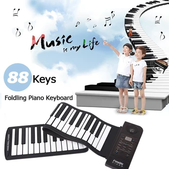Portabil Flexibil de Pliere Tastatură de Pian 88 de clape 128 Tonuri Electronice Digitale Organ Roll-Up MIDI Pian Built-in Difuzor pentru Copii