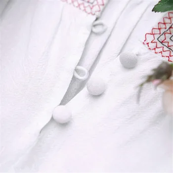 Primavara Toamna Femei Rochie Vintage Lenjerie de pat din Bumbac Rochii Broderie cu Maneci Lungi Vrac cămașă Albă rochie Plus Dimensiune Rochii Casual