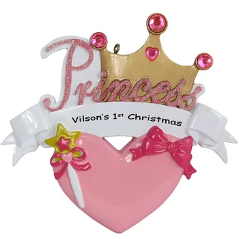 Printesa Coroana Rășină Agățat Personalizate Ornamente de Crăciun Cu Inima, Ca Pentru Natal, Copil de 1 de Vacanță sau Cadouri de Anul Nou
