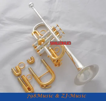 Profesionale Argint Placat Cu Aur De Trompeta Eb/D Trompeta Modelul Supapei Cu Caz