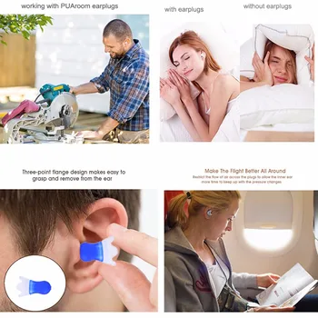 PUAroom Reducerea de Presiune Dopuri de Urechi de Reducere a Zgomotului din Dopuri de urechi Accesoriu de Călătorie Silicon de protecție a auzului Zbor 2 Perechi dopuri