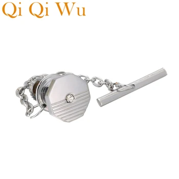 Qi Qi Wu Bărbați Cristal ac de Cravată Ambreiaj ac de Cravată Ace Cadouri de Nunta Bijuterii Tricou Accesoriu Lant de Argint Guard Pin Spatele Blocare