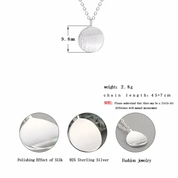 QIAMNI Argint 925 Geometrice Simple Rotund Cerc Cravată Colier Pandantiv pentru Femei de Ziua iubitoare de Bijuterii Cadou