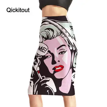 Qickitout Fuste de Vară din 2016 de Moda Fierbinte Talie Mare 3D de Imprimare Fuste Femei Slim Sexy Pachet Șold Fusta Marimea S-4XL Picătură Navă