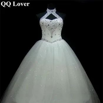 QQ Iubitor Elegant cu Margele Rochie de Bal Rochie de Mireasa Căpăstru Sexy Vestido De Noiva Cu Poze Reale