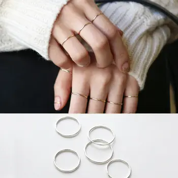 Real Pur 925 Sterling Silver Ring Moda Simplu Fine Netede Inel Subțire degetul Mic Inel Pentru Femei Bijuterii