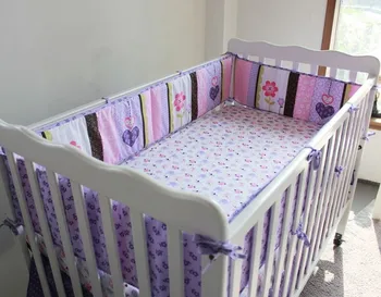 Reducere! 7pcs Brodate lenjerie de pat pentru copii bare de protectie patut copii set pat de copil barei de protecție ,includ(bare de protectie+plapuma+capac pat+pat fusta)