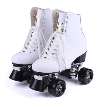 RENIAEVER rând Dublu de skate roti din poliuretan dublu rând de role patine din piele de Bază din aliaj de aluminiu patinaj pantofi ,alb