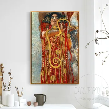 Reproducerea Distrus Gustav Klimt Pictură în Ulei Hygeia Medicina Femeie Pictura in Ulei Portret pictat Hygeia Pictură în Ulei