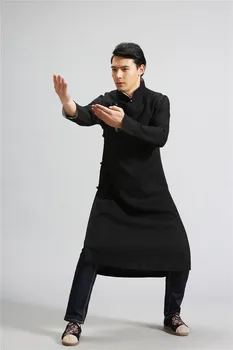 Retro Barbati maneca Lunga stil Chinezesc Jacheta Kung Fu Strat Solid Cursa temperatura Tang Costum de sex Masculin de Îmbrăcăminte Subțire, lung de Cauzalitate palton