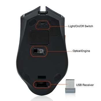 Reîncărcabilă, fără Fir, Mouse-ul 2400 DPI 2,4 G Gaming Mouse Optic Gamer Tăcere Built-in Baterie Soareci de Calculator Pentru PC, Mac, Laptop