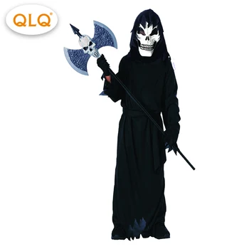 Roba neagra Schelet Mantie cu Glugă Haina Fantomă Costume de Halloween pentru copii băiat Rău Petrecere de Halloween Infricosator Fantomă Costume cosplay