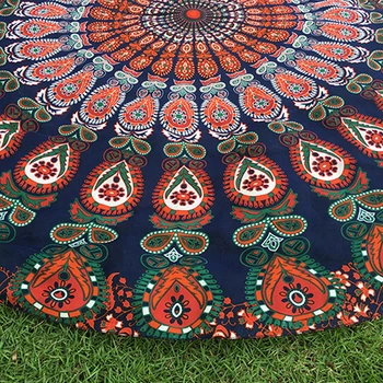 Rotund Mare Șal Sifon Tapestry Print De Pene De Păun Tigan Plaja Arunca Prosopul