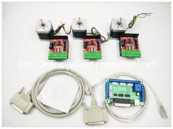 Router CNC Kit 3 Axe, 3pcs TB6600 4.0 UN stepper motor driver +3pcs 42HS48 0.44 NM motor+ 5 axe, placa de interfață