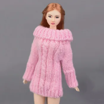 Roz Papusa Accesorii Handmade Tricotate Pulover Țesute Pentru Papusa Barbie Topuri Rochie Haina De Haine Cadouri Pentru Fete Jucării Pentru Copii