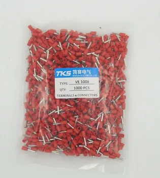 Roșu E1008 PVC Izolate șiret de ghete Inele de 8mm de Pin Lungime De 1.0 mm 2, 18 AWG Sârmă
