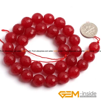 Roșu Jad Fatetate Rotund Șirag de mărgele Moda Bijuterii Șirag de mărgele, DIY Șirag de mărgele Pentru Femei Brățară Și Colier Face Strand 15