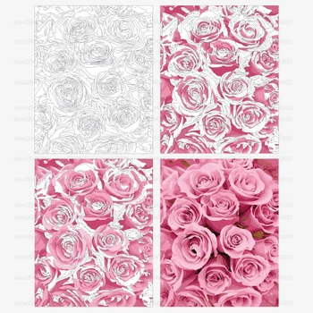 RUOPOTY Romantic Pink Rose DIY Pictura De Numere Kituri de Arta de Perete Moderne Pânză Acrilice Pictate manual Pentru Decor Nunta Arte