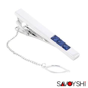 SAVOYSHI Lux Albastru de Cristal Clip Cravată Incuietoare de Pin Bar Oțel Inoxidabil Metal Clipuri Cravată Pentru Barbati Cadou de Înaltă Calitate pentru Bărbați Bijuterii