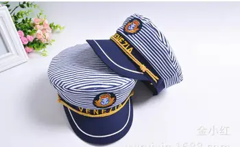 Scrisoarea Marinei Capac Albastru Dungi Orizontale Bărbați și Femei Căpitanul Pălărie Armata Etapă de Parinti Venezia Stil Marinar, Palarie Adult și Copii