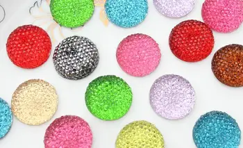 Set de 100buc 3D Crystal Bling gem Decoden Consumabile rotund stras împânzit cabochons culori amestecate 20mm