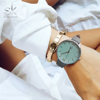 Shengke 2017 Nouă Ceasuri Femei Ceas De Moda Rochie Eleganta Curea De Piele Ultra Subțire Ceas De Mână Montre Femme Reloj Mujer