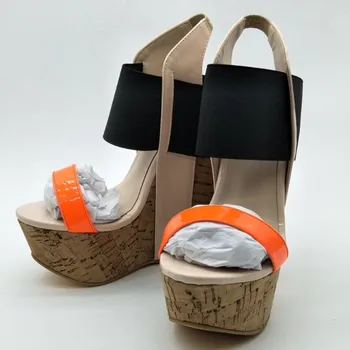 SHOFOO pantofi.Moda Elegant transport gratuit, multi combinație de culori de piele, 13 cm pene sandale femei, sandale. DIMENSIUNE:34-45