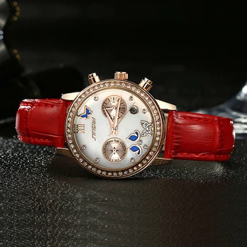 SINOBI de Lux Cristal Fluture Ceasuri Femei de Brand de Moda din Piele Ceas de mână Doamnelor Cuarț Ceas Relogio Feminino 2018 #6556