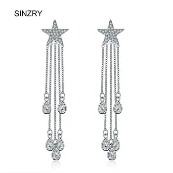 Sinzry bijuterii Hotsale Micro pavate Cubic Zircon stele ciucure lung legăna cercei la modă partid picătură cercei pentru femei