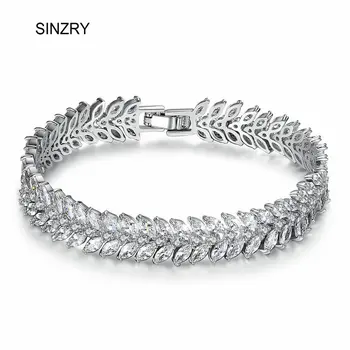 Sinzry bijuterii Populare clar Cubic alb Placat cu frunze sclipici mireasa nunta farmecul bratari de moda coreeană bijuterii accesorii