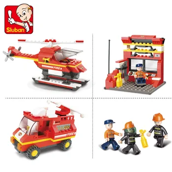 Sluban Blocuri 0225 Jucarii Pentru Copii City Stație de Pompieri de Constructii Blocuri DIY Model de Jucării Blocuri Pompier Bloc Cadouri