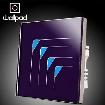 Smart home Wallpad Violet 4 bande 2 mod de lumină LED-uri comutator touch 110V~220V, Lux, Cristal de Sticla touch comutator de perete, Transport Gratuit