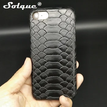 Solque NATURALE REALE AUTENTICE din PIELE de Caz Pentru iPhone 8 Plus Telefon Mobil de Lux 3D de Python Piele de Șarpe Subțire Hard Cover Cazuri