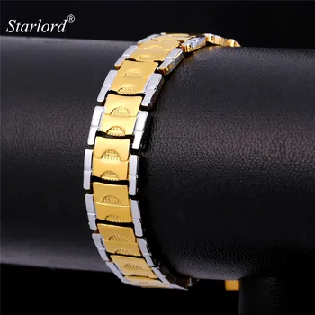 Starlord Brand Brățară Pentru Bărbați Bijuterii Lanț de Mână de Culoare de Aur Două Ton Brățară Cadou 23CM en-Gros H1654