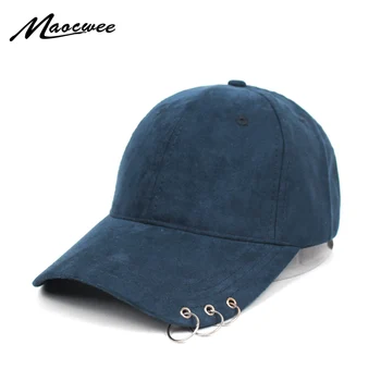 Stil coreean Tata capac Curbat Streașină Cerc inel de Fier Șapcă de Baseball hip-hop piele de Căprioară de Culoare Solidă Pălării de sex Feminin Soarele de Vară Trucker hat Oase