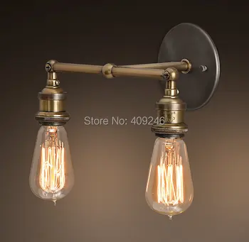 Stil Vintage Industrial dublu Edison Oglindă de Perete Lampa de Cupru suportul cu Bec