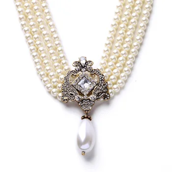 Strălucitoare Colier de Perle de Apă Picături de Lux High-end pentru Femei Bijuterii Strălucitoare de Culoare Argintie Multistrat Lungi de Margele Lanț Pentru Petrecere
