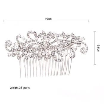 Sunet de argint Stras Cristale Pieptene de Par Floare de Nunta de Mireasa Agrafe de par pentru Femei Accesorii de Par, Bijuterii GT4394SIL