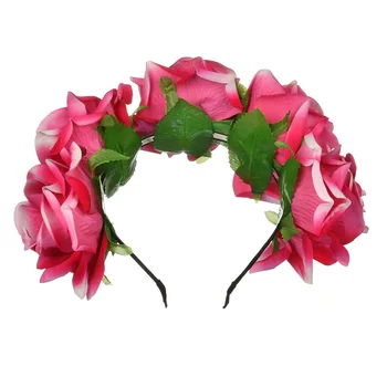 Superba Bohemia roșu mare de flori de trandafir cap bandana floral hairband coroana headress pentru adulți vinde