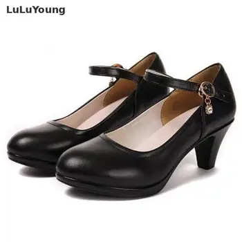 Superficial Catarama Curea de 6 cm Toc Femei Alb Negru Lady Office Shoes Sy-2845