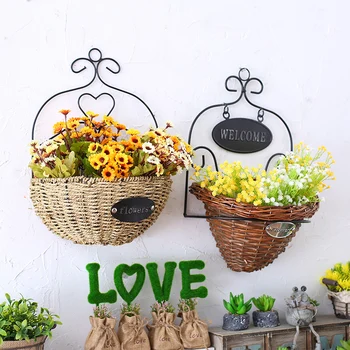 Tara de răchită coș agățat Acasă Mobilier creative magazin de îmbrăcăminte de decorare perete suport pentru flori