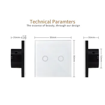TLINK Standard UE 2 banda 1 mod de Lumina Comutator Tactil rezistent la apa Panou de Sticlă de Perete Comutator Senzor Telecomanda